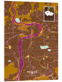 Cuadro de metacrilato Prague, Czech Republic - Map Art