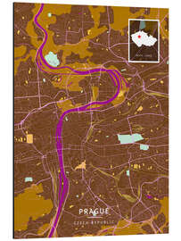 Tableau en aluminium Prague, Czech Republic - Map Art
