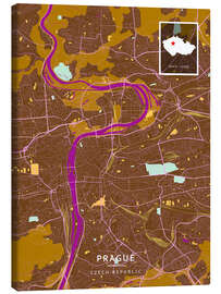 Tableau sur toile Prague, Czech Republic - Map Art