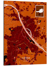 Tableau en aluminium Vienna, Austria - Map Art