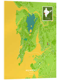 Tableau en verre acrylique Mumbai, India - Map Art