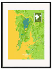 Plakat artystyczny premium w ramie Mumbai, India - Map Art