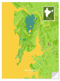Självhäftande poster Mumbai, India - Map Art