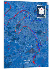 Aluminium print Paris, France - Map Art