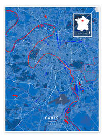 Wall print Paris, France - Map Art
