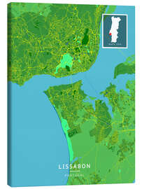Lærredsbillede Lisbon, Portugal - Map Art