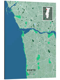 Stampa su alluminio Porto, Portugal - Map Art