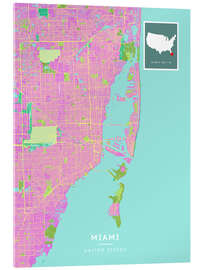 Cuadro de metacrilato Miami, USA - Map Art