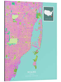Aluminium print Miami, USA - Map Art