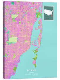 Obraz na płótnie Miami, USA - Map Art