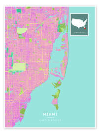 Tableau Miami, USA - Map Art