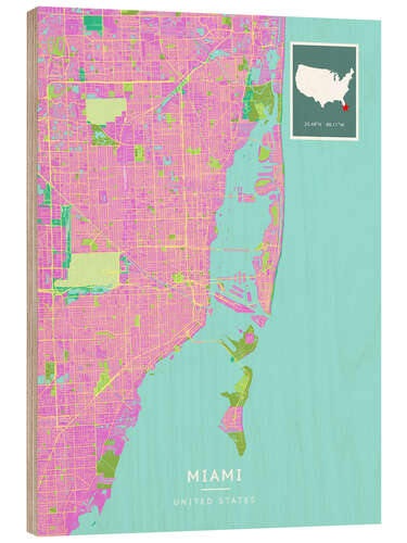 Print på træ Miami, USA