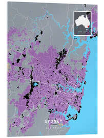 Acrylic print Sydney, Australia - Map Art