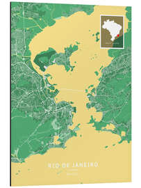 Stampa su alluminio Rio de Janeiro, Brazil - Map Art