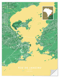 Wandsticker Rio de Janeiro, Brasilien - Map Art