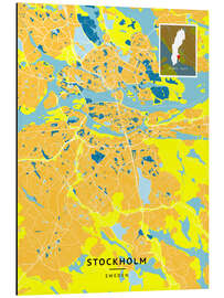 Aluminium print Stockholm, Sweden - Map Art
