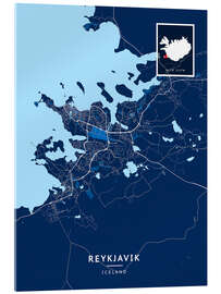 Acrylic print Reykjavik, Iceland - Map Art