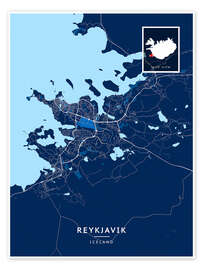 Wall print Reykjavik, Iceland - Map Art