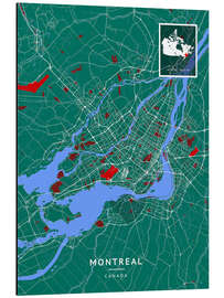 Tableau en aluminium Montreal, Canada - Map Art