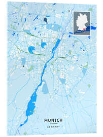 Acrylic print Munich, Germany - Map Art