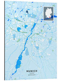 Aluminium print Munich, Germany - Map Art