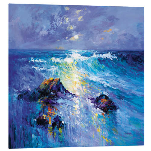 Akrylbillede Seascape with Crashing Waves over Rocky Coast