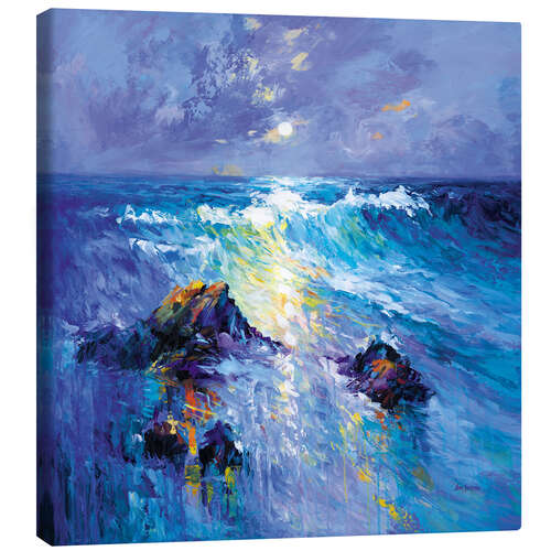 Lienzo Seascape with Crashing Waves over Rocky Coast