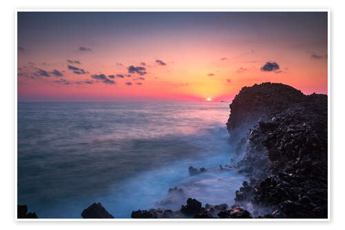 Poster Felsküste in Kreta zum Sonnenuntergang