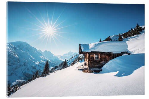 Acrylglasbild Berghütte in den Alpen