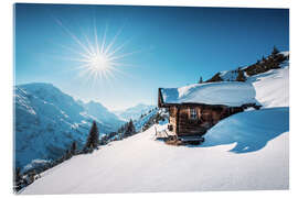 Acrylglasbild Berghütte in den Alpen