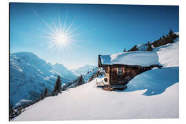 Obraz na aluminium Mountain hut in the Alps