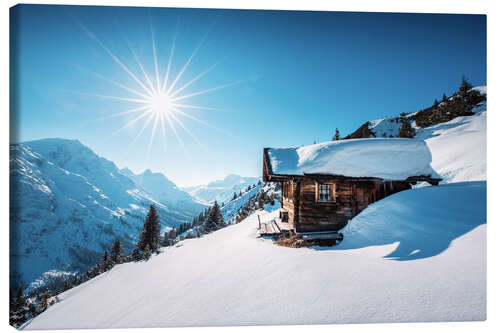 Lærredsbillede Mountain hut in the Alps