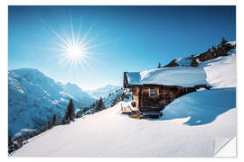 Selvklebende plakat Mountain hut in the Alps