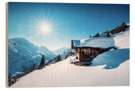 Quadro de madeira Mountain hut in the Alps
