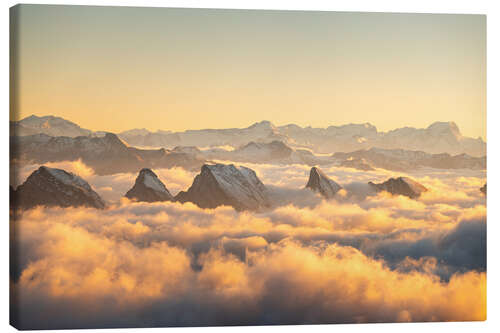 Canvas print Alpenglow in the Swiss Alps