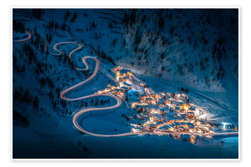 Plakat Bergdorf Stuben at night