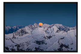 Gerahmter Kunstdruck Mondaufgang in den Alpen