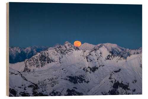Quadro de madeira Moonrise in the Alps