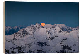 Quadro de madeira Moonrise in the Alps