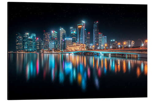 Alubild Singapur in der Nacht
