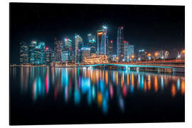 Alubild Singapur in der Nacht - Lucas Tiefenthaler