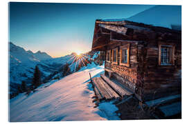 Acrylglasbild Berghütte in den Alpen
