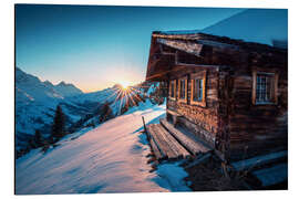 Obraz na aluminium Mountain hut in the Alps