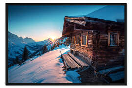 Gerahmter Kunstdruck Berghütte in den Alpen