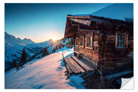 Selvklebende plakat Mountain hut in the Alps