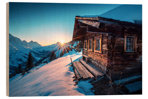 Quadro de madeira Mountain hut in the Alps