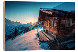 Quadro de madeira Mountain hut in the Alps