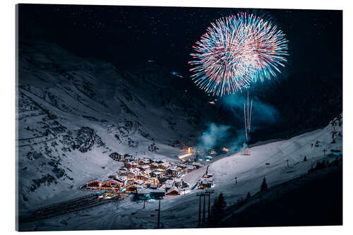 Acrylic print Fireworks in the mountains