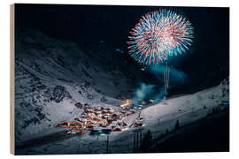 Wood print Fireworks in the mountains - Lucas Tiefenthaler