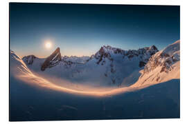 Alubild Vollmondpanorama in den Alpen